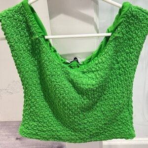 Zara Bright Green Textured Crop Top